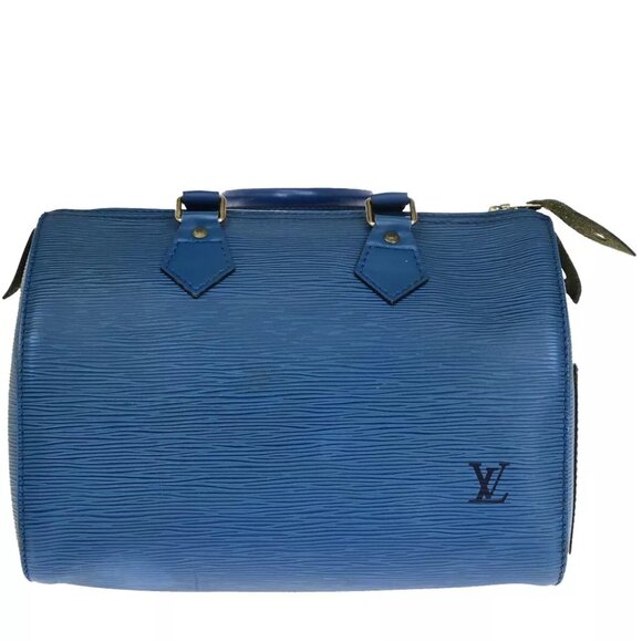 LOUIS VUITTON LV Logo Speedy 30 Travel Hand Bag Epi Leather Blue M43005 35SH811 - Picture 3 of 16